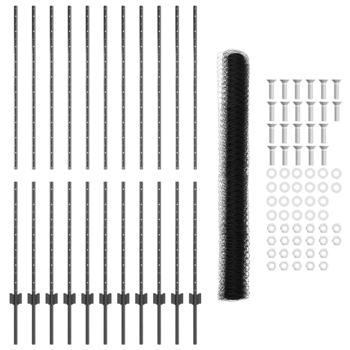 vidaXL Εξαγωνική Φράχτη με Στύλο 25 x 1,6 μ PVC-Επικαλυμμένο Ατσάλι