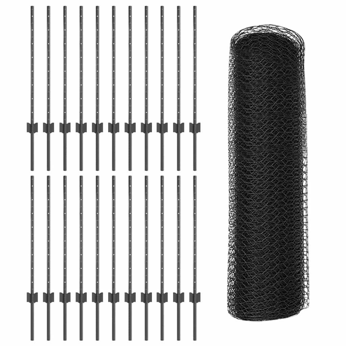 vidaXL Εξαγωνική Φράχτη με Στύλο 50 x 0,8 m PVC-Επικαλυμμένο Ατσάλι