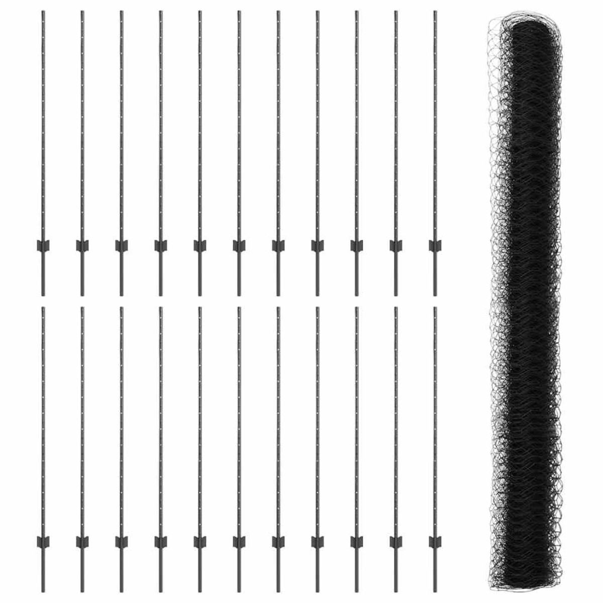 vidaXL Εξαγωνική Φράχτη με Στύλο 50 x 1,4 μ PVC-Επικαλυμμένο Ατσάλι