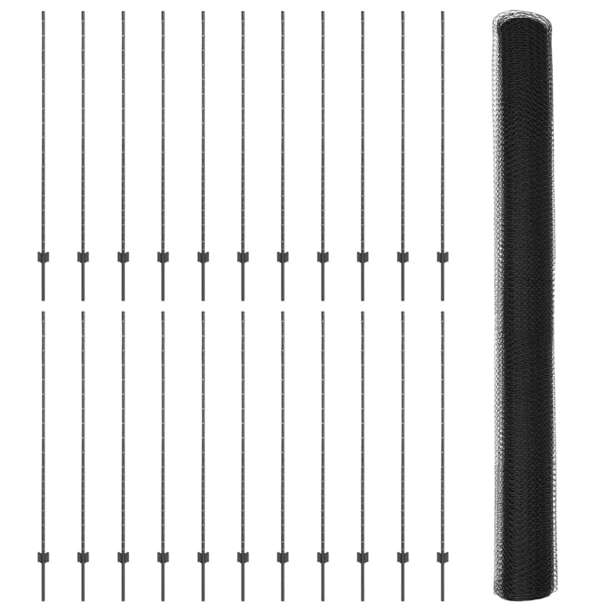 vidaXL Εξαγωνική Φράχτη με Στύλο 50 x 1,5 m PVC-Επικαλυμμένο Ατσάλι