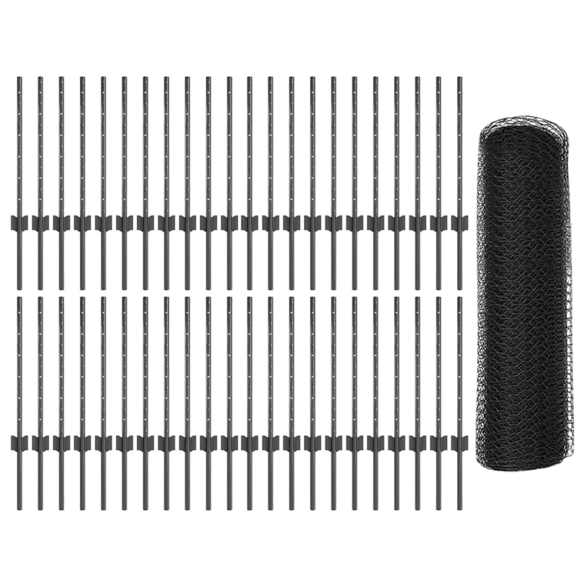 vidaXL Εξαγωνική Φράχτη με Στύλο 100 x 0,6 μ PVC-Επικαλυμμένο Ατσάλι