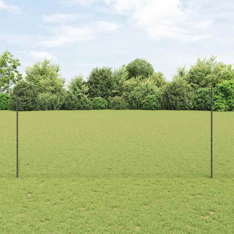 vidaXL Εξαγωνική Φράχτη με Στύλο 100 x 1,4 μ PVC-Επικαλυμμένο Ατσάλι