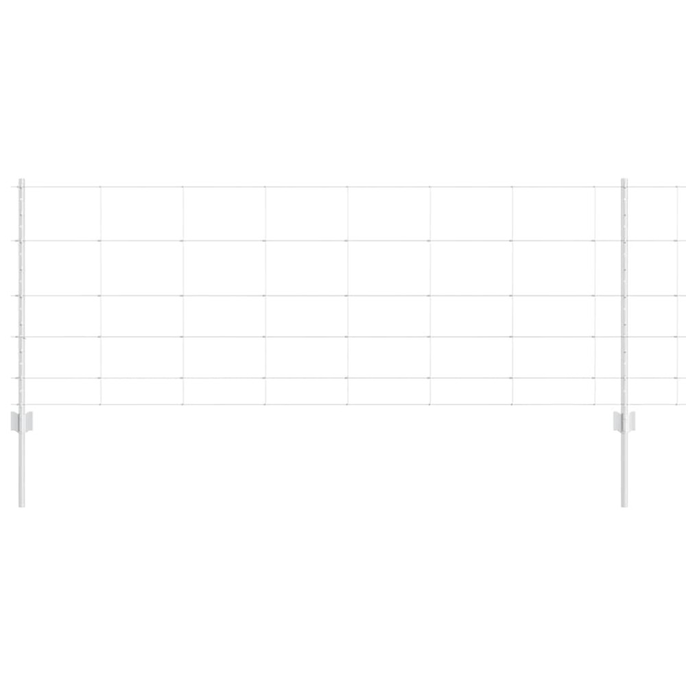 vidaXL Εξωτερική άγρια περίφραξη με στήλες 25 x 0,8 m Ασημί Δίχτυ