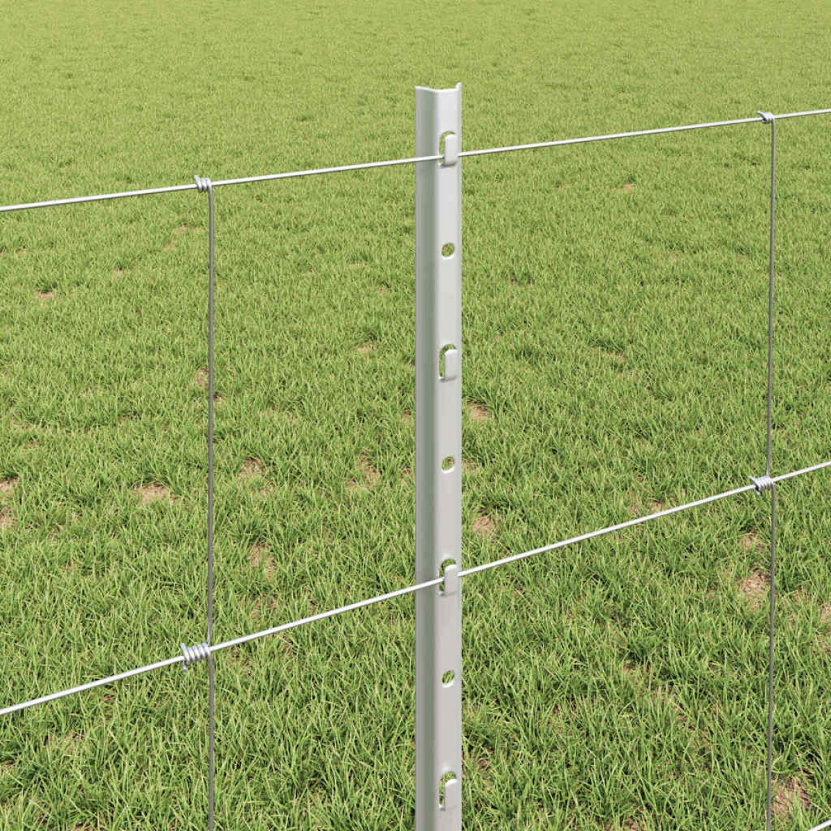 vidaXL Εξωτερική άγρια περίφραξη με στήλες 25 x 0,8 m Ασημί Δίχτυ
