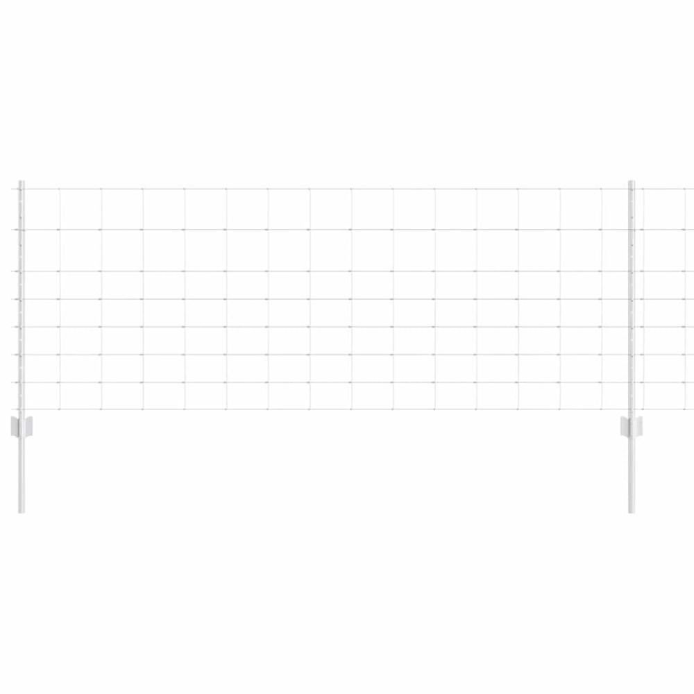 vidaXL Εξωτερική άγρια περίφραξη με στήλες 25 x 0,8 m Ασημί Δίχτυ