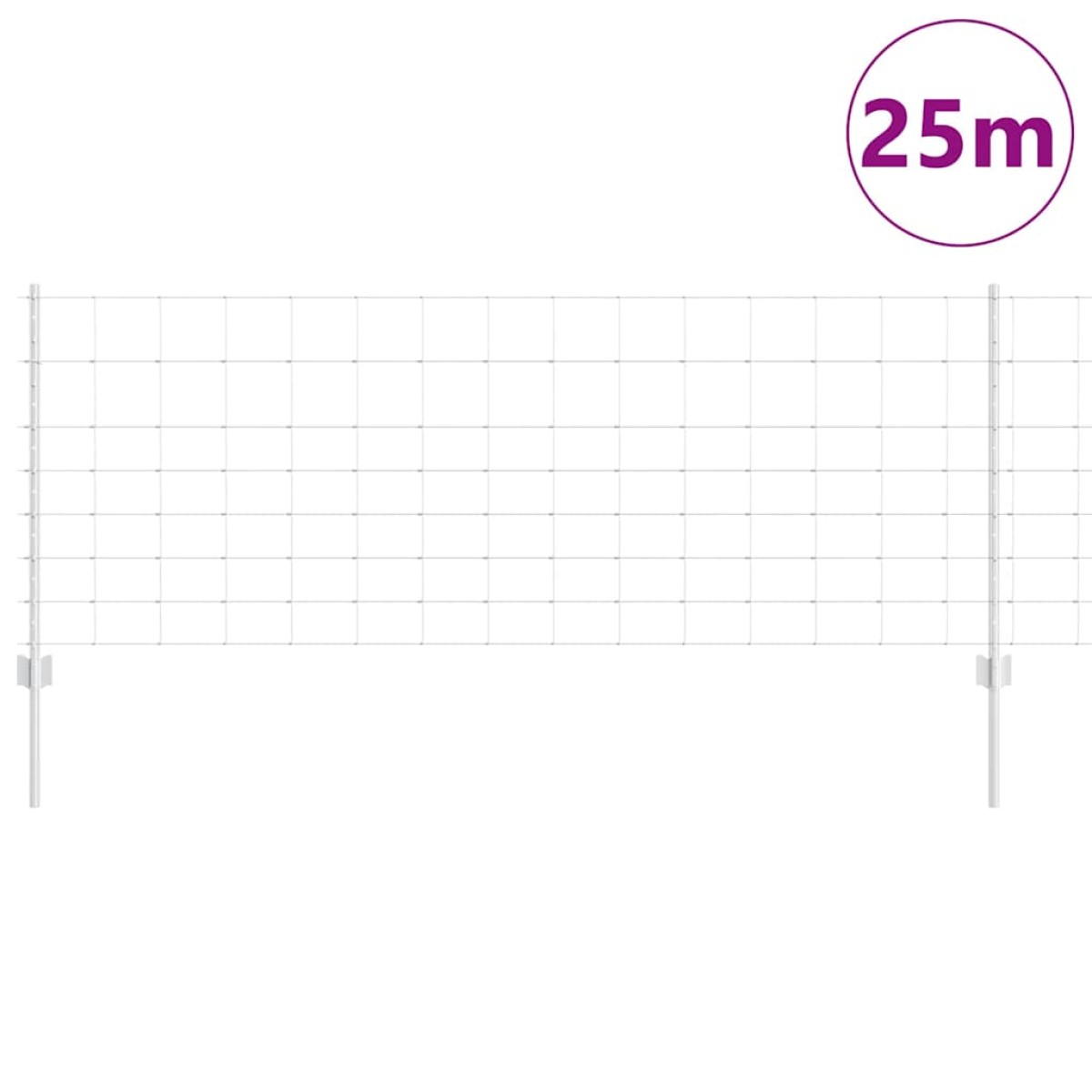 vidaXL Εξωτερική άγρια περίφραξη με στήλες 25 x 0,8 m Ασημί Δίχτυ