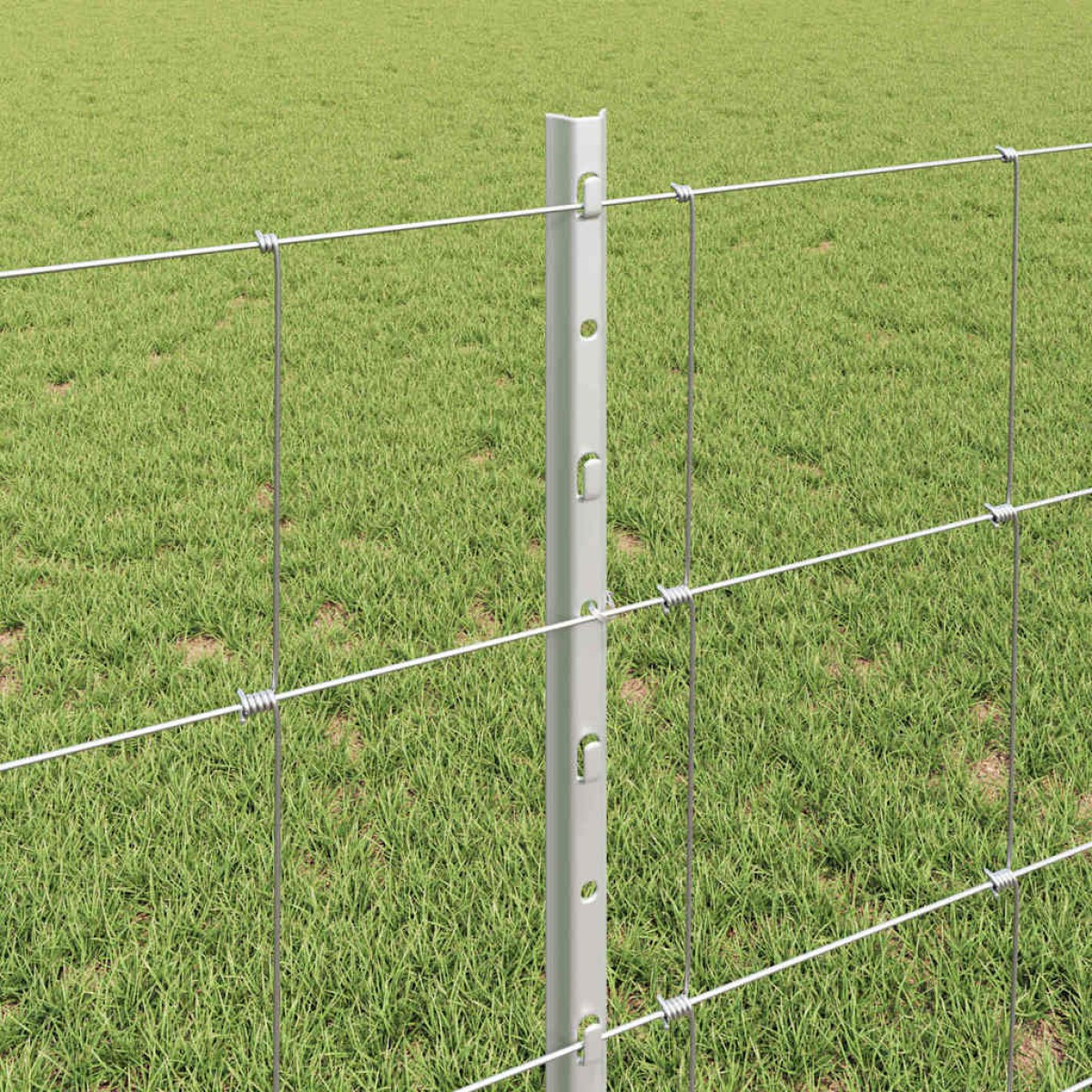 vidaXL Εξωτερική άγρια περίφραξη με στήλες 25 x 0,8 m Ασημί Δίχτυ