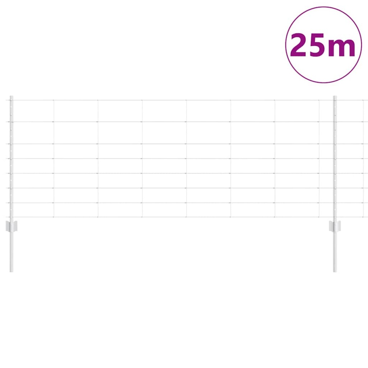 vidaXL Εξωτερική άγρια περίφραξη με στήλες 25 x 0,8 m Ασημί Δίχτυ