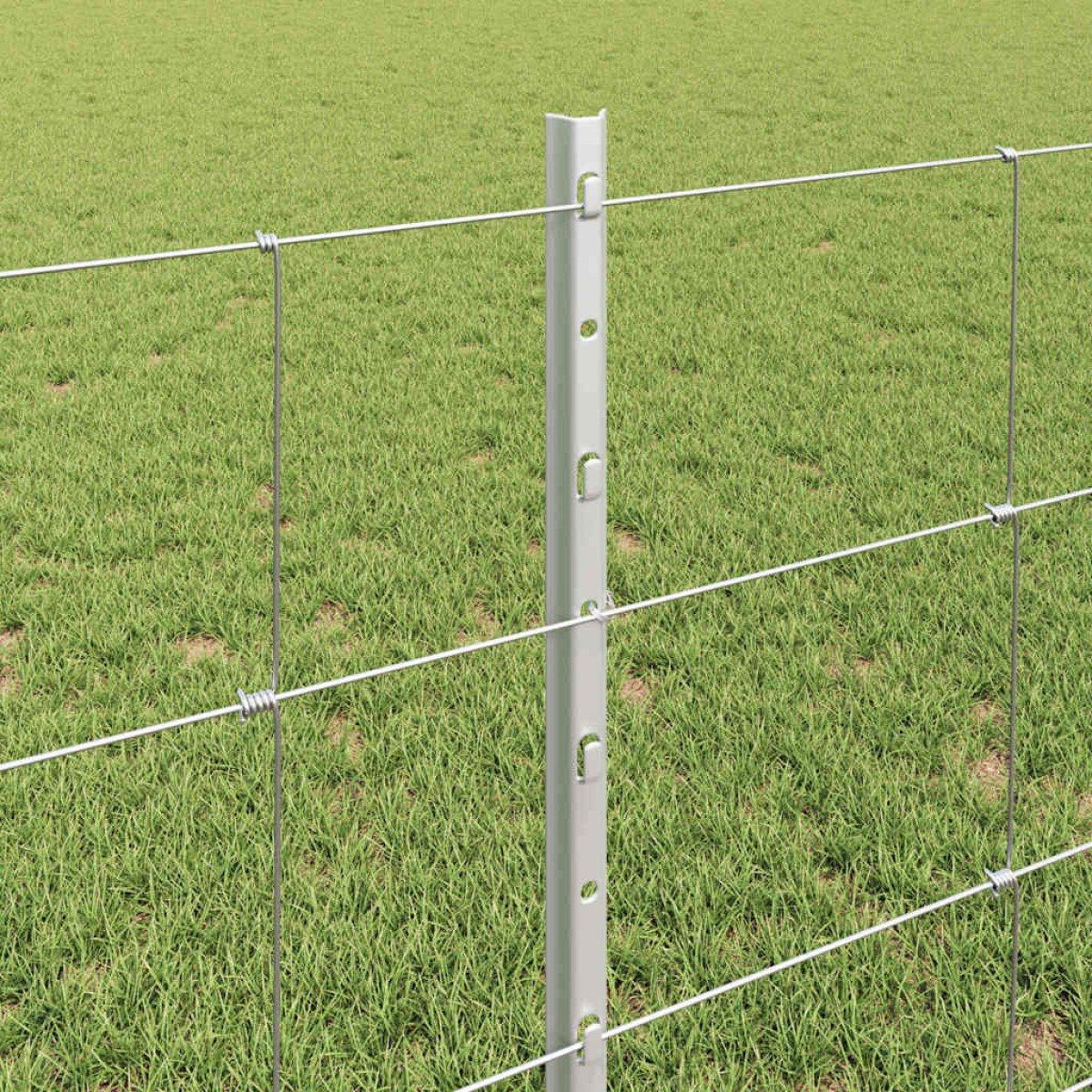 vidaXL Εξωτερική άγρια περίφραξη με στήλες 25 x 0,8 m Ασημί Δίχτυ