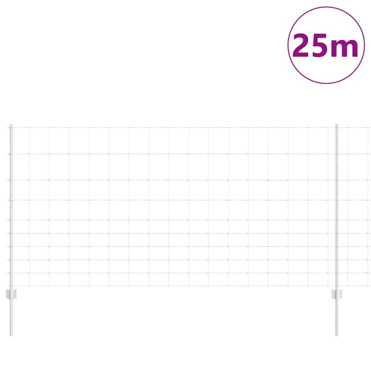 vidaXL Εξωτερική άγρια περίφραξη με στήλες 25 x 1,2 μ Ασημί Δίχτυ