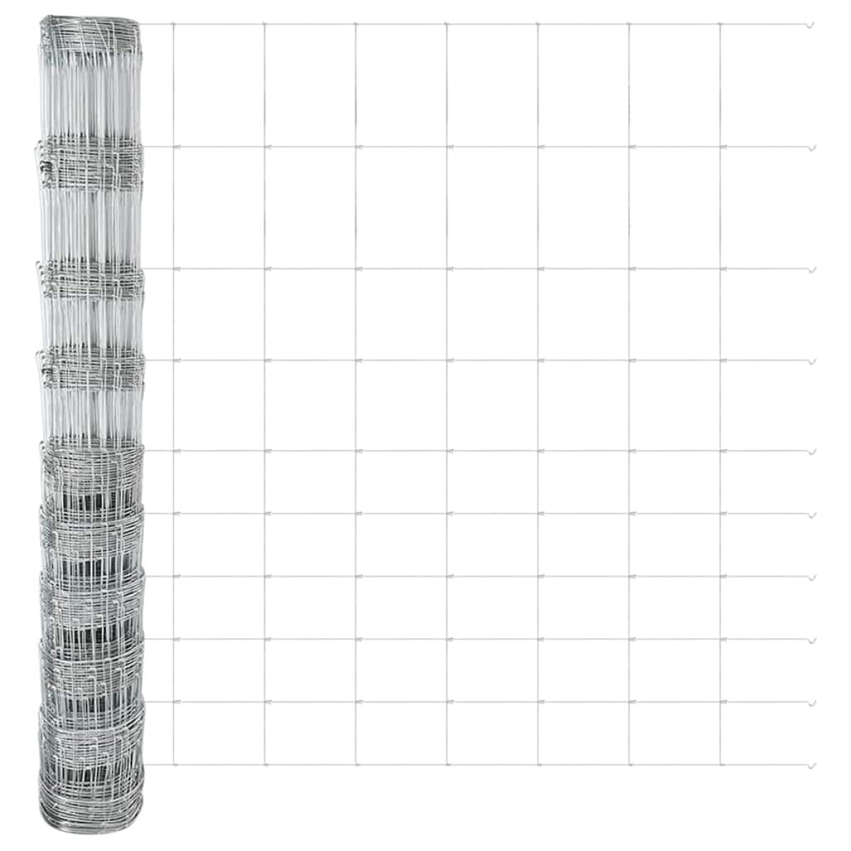 vidaXL Εξωτερική άγρια περίφραξη με στήλες 25 x 1,2 μ Ασημί Δίχτυ