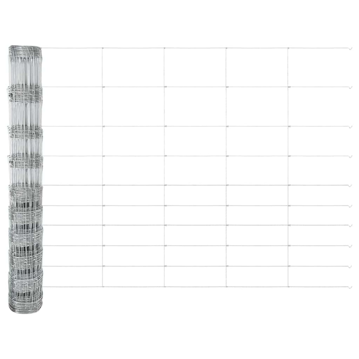 vidaXL Εξωτερική άγρια περίφραξη με στήλες 25 x 1,2 μ Ασημί Δίχτυ