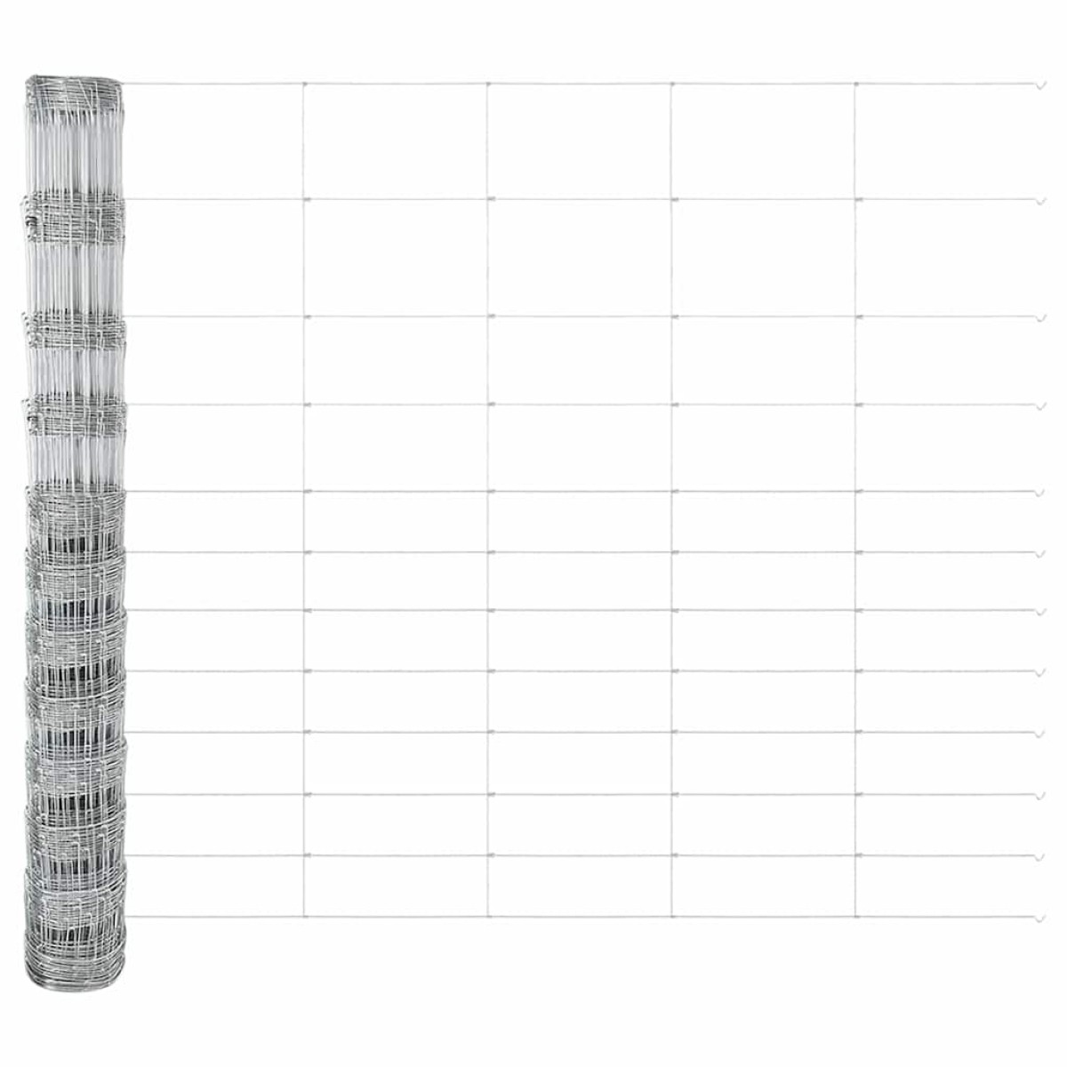 vidaXL Εξωτερική άγρια περίφραξη με στήλες 25 x 1,4 μ Ασημί Δίχτυ