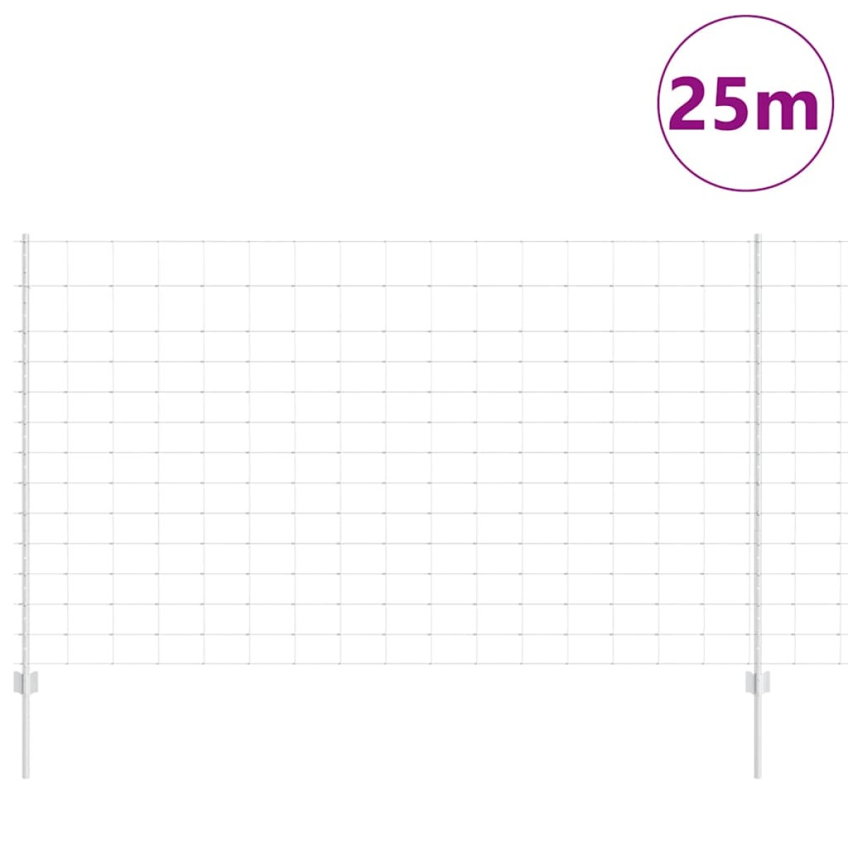 vidaXL Εξωτερική άγρια περίφραξη με στήλες 25 x 1,4 μ Ασημί Δίχτυ