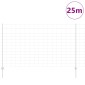 vidaXL Εξωτερική άγρια περίφραξη με στήλες 25 x 1,4 μ Ασημί Δίχτυ