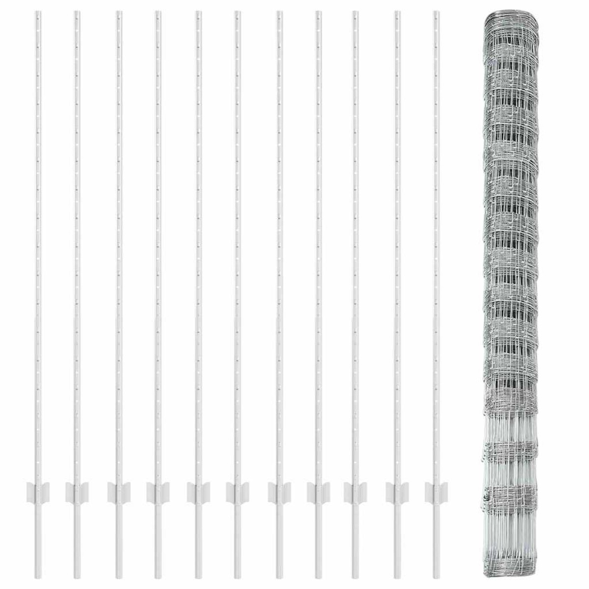 vidaXL Εξωτερική άγρια περίφραξη με στήλες 25 x 1,6 μ Ασημί Δίχτυ