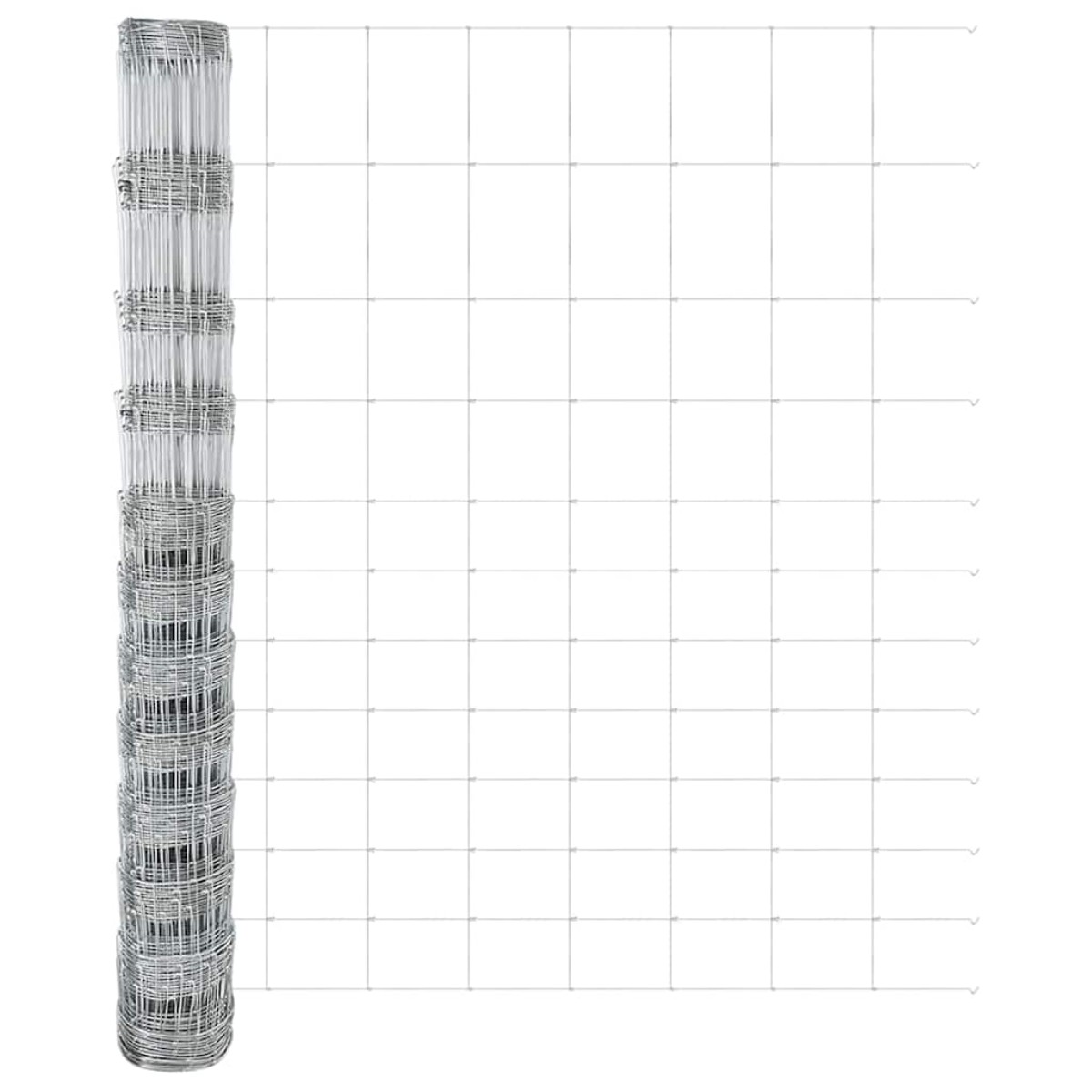 vidaXL Εξωτερική άγρια περίφραξη με στήλες 50 x 1,4 μ Ασημί Δίχτυ