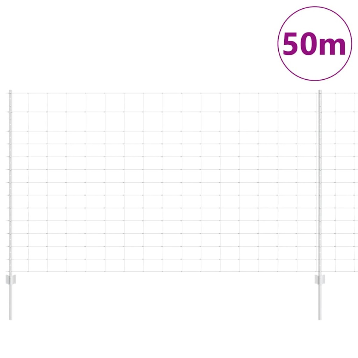 vidaXL Εξωτερική άγρια περίφραξη με στήλες 50 x 1,4 μ Ασημί Δίχτυ