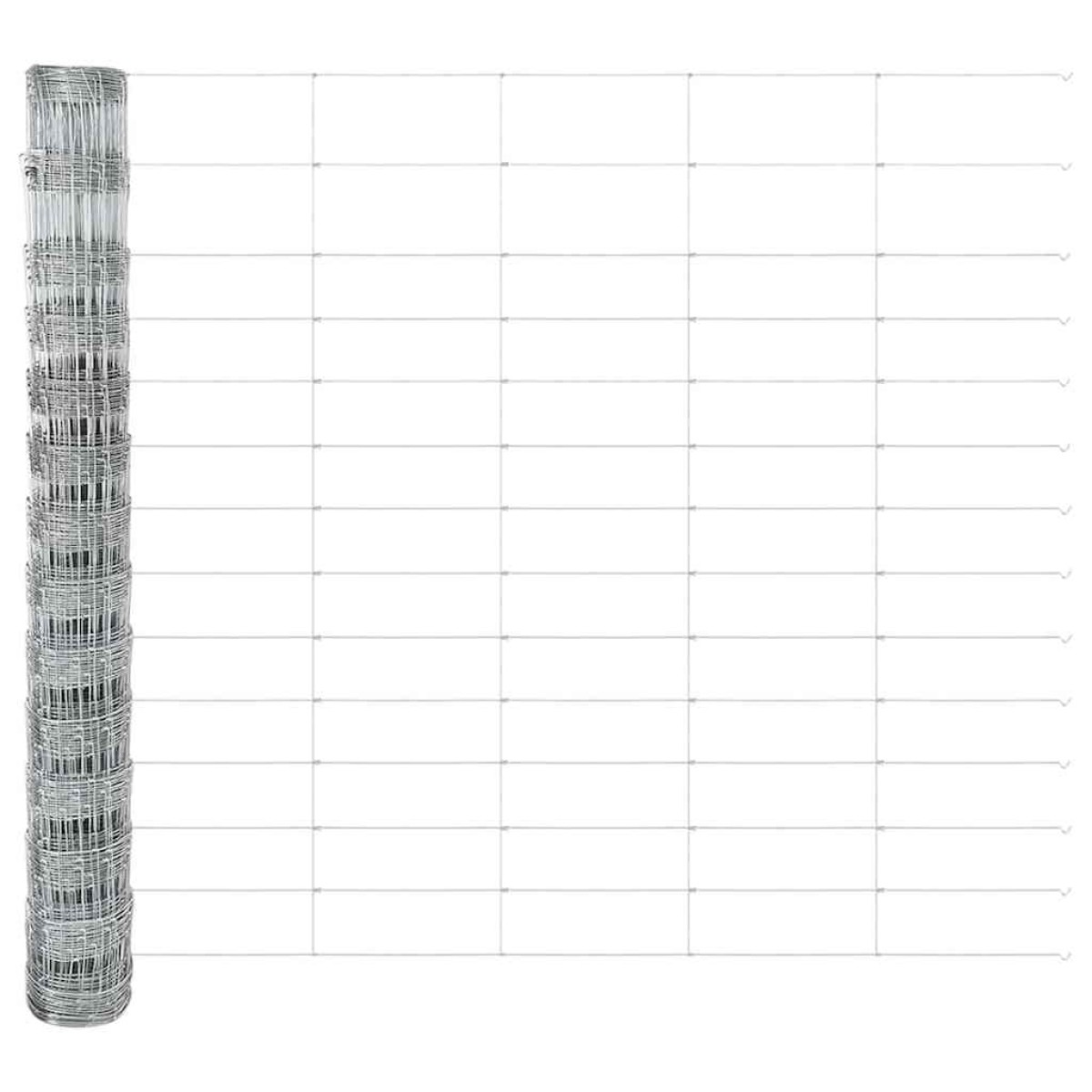 vidaXL Εξωτερική άγρια περίφραξη με στήλες 50 x 1,4 μ Ασημί Δίχτυ