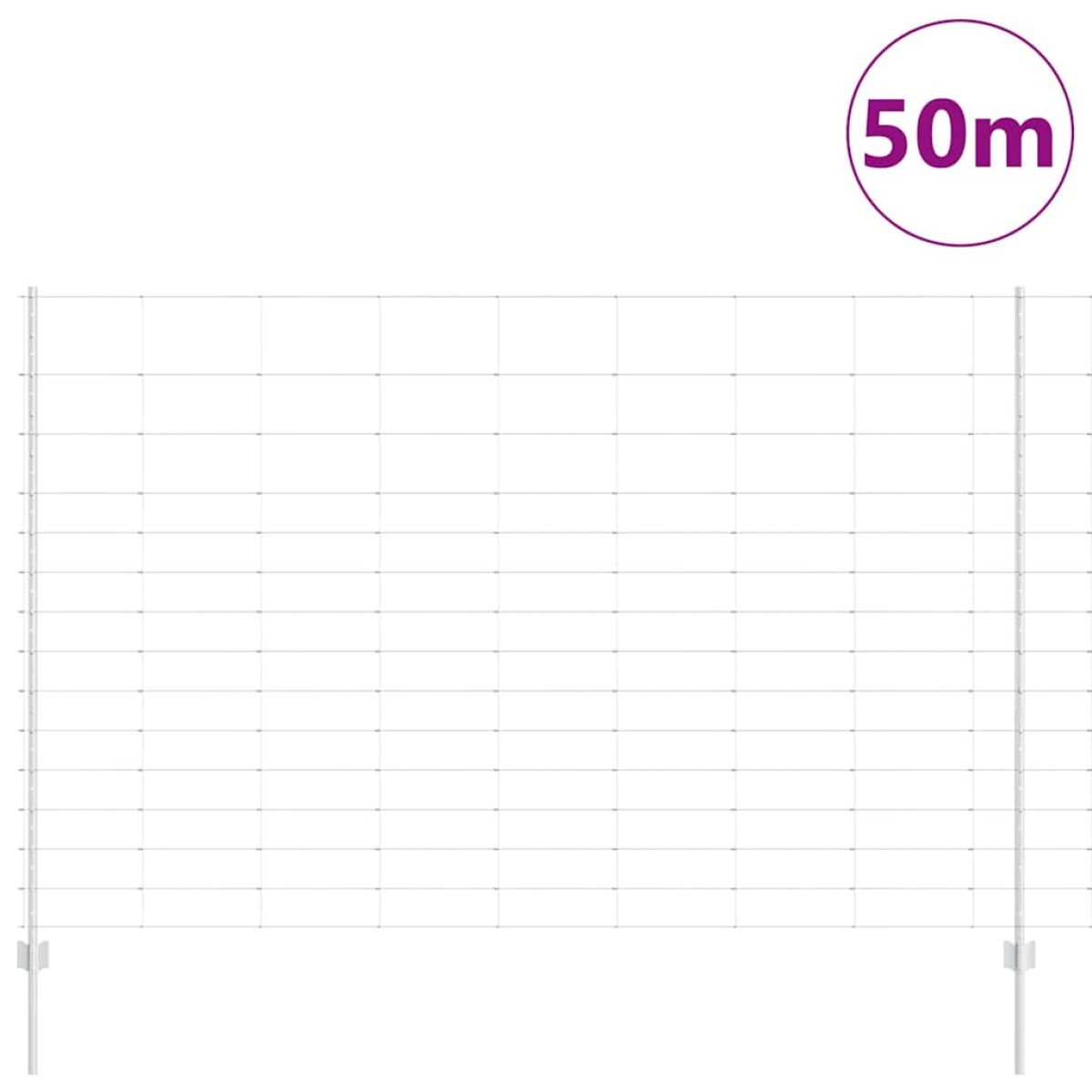 vidaXL Εξωτερική άγρια περίφραξη με στήλες 50 x 1,6 m Ασημί Δίχτυ