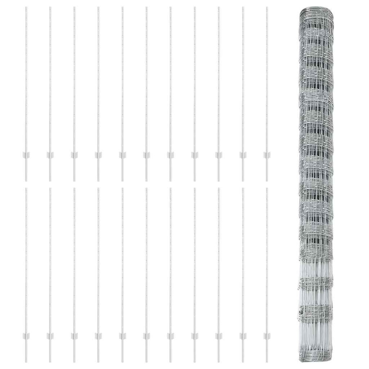 vidaXL Εξωτερική άγρια περίφραξη με στήλες 50 x 1,6 m Ασημί Δίχτυ