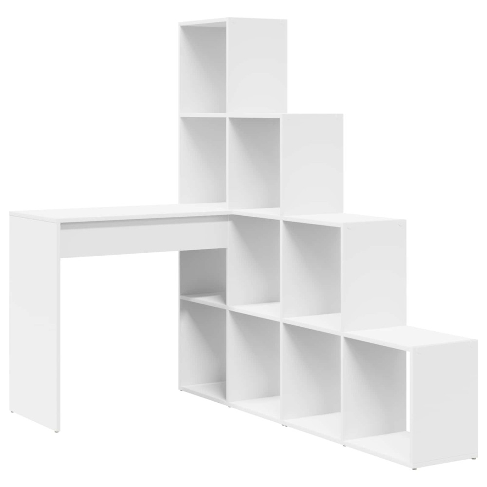 vidaXL Γωνιακό γραφείο με ράφι Λευκό 101,5 x 149,5 x 149,5 εκ.