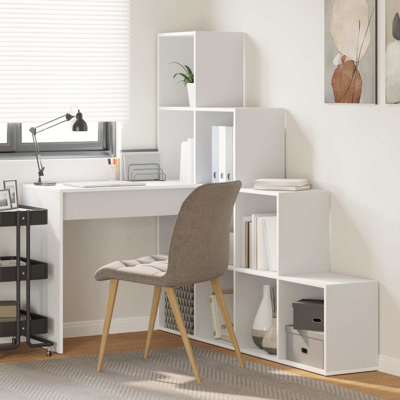 vidaXL Γωνιακό γραφείο με ράφι Λευκό 101,5 x 149,5 x 149,5 εκ.