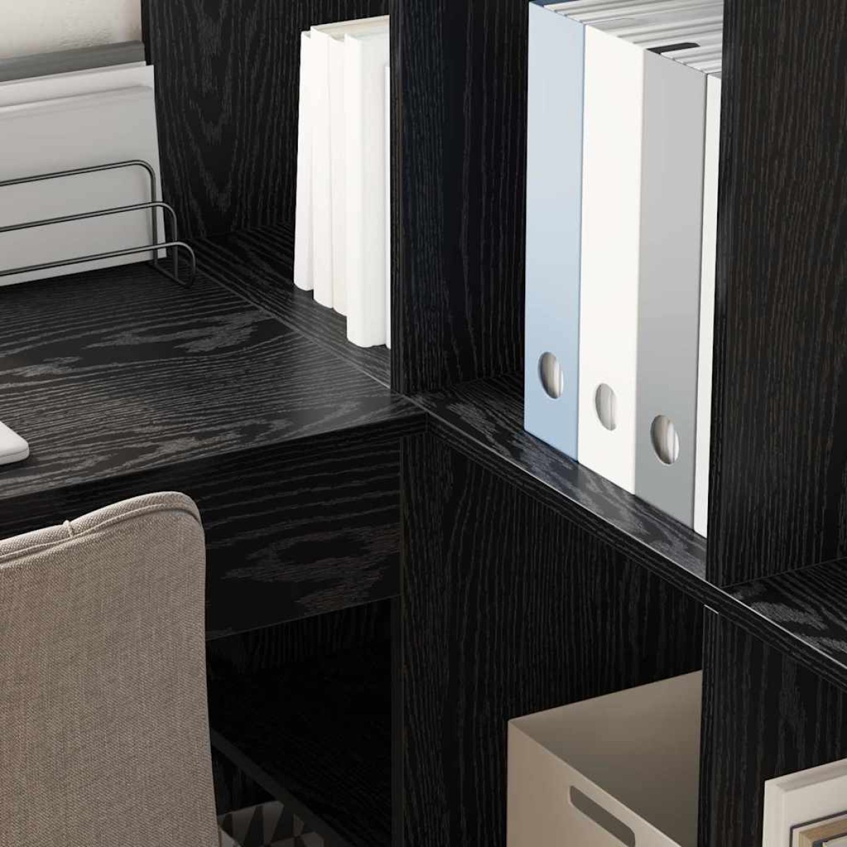 vidaXL Γωνιακό γραφείο με ράφι Μαύρη Οξυά 101,5 x 149,5 x 149,5 εκ.