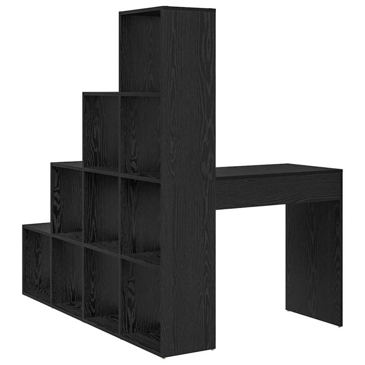 vidaXL Γωνιακό γραφείο με ράφι Μαύρη Οξυά 101,5 x 149,5 x 149,5 εκ.