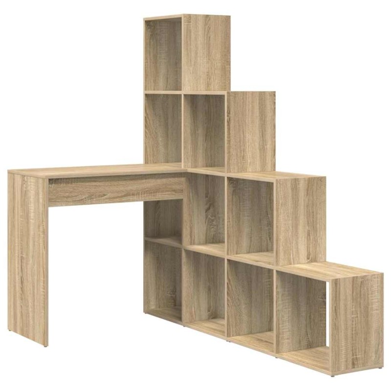 vidaXL Γωνιακό γραφείο με ράφι Δρύς Sonoma 101,5 x 149,5 x 149,5 εκ.
