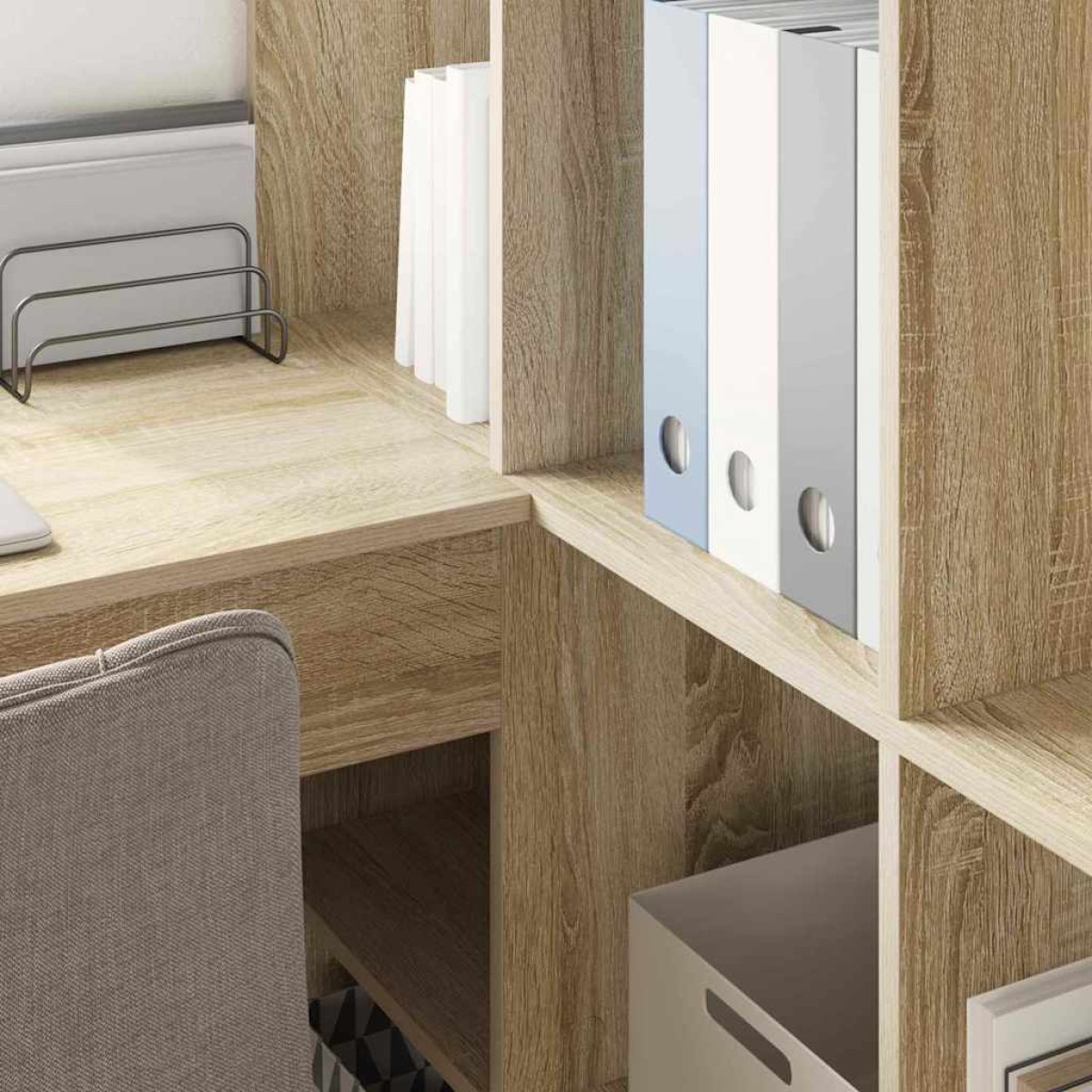 vidaXL Γωνιακό γραφείο με ράφι Δρύς Sonoma 101,5 x 149,5 x 149,5 εκ.
