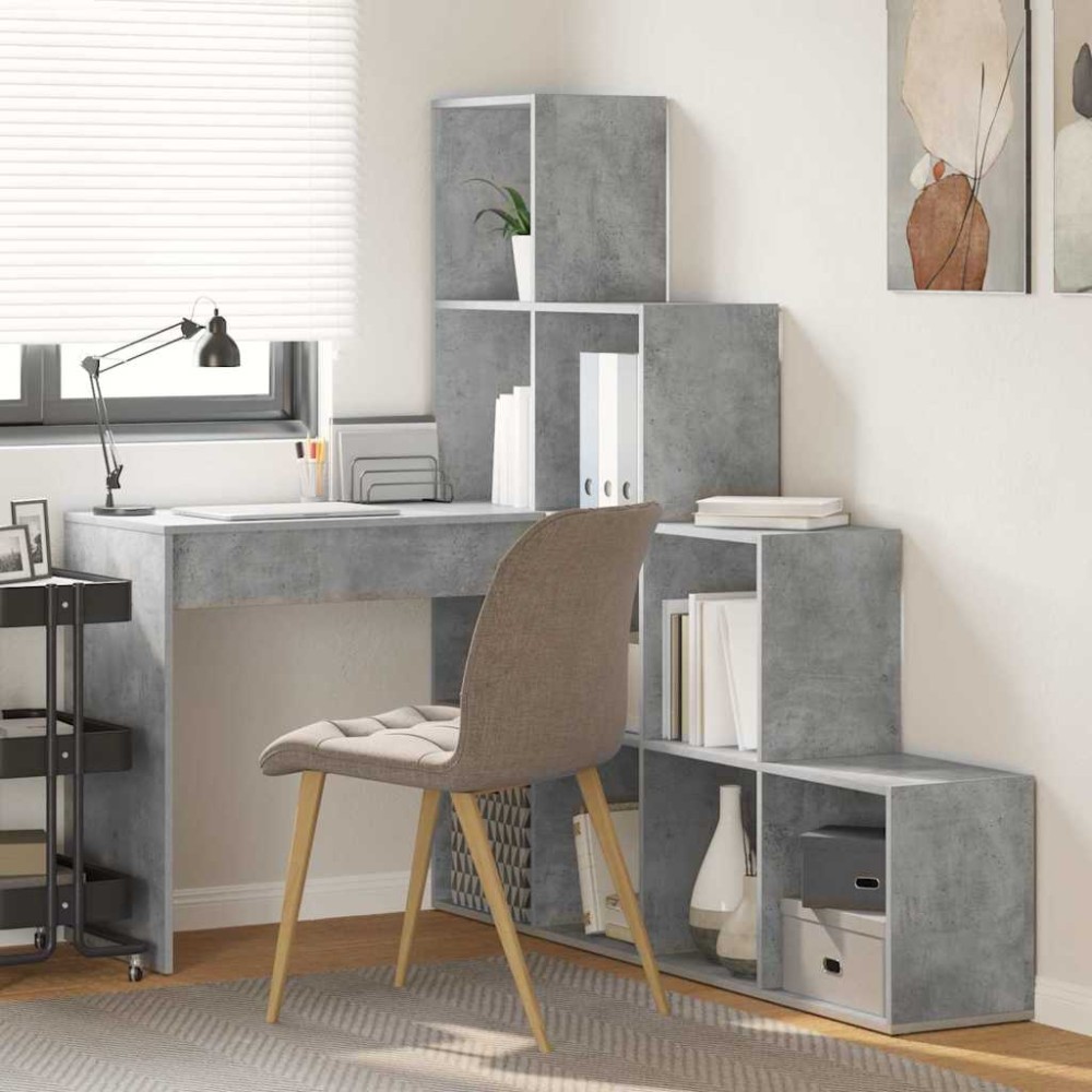 vidaXL Γωνιακό γραφείο Σκυρόδεμα Γκρι 101,5 x 149,5 x 149,5 εκ.