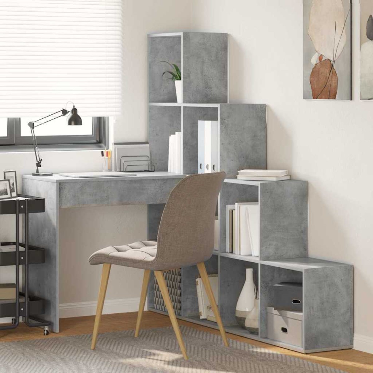 vidaXL Γωνιακό γραφείο Σκυρόδεμα Γκρι 101,5 x 149,5 x 149,5 εκ.