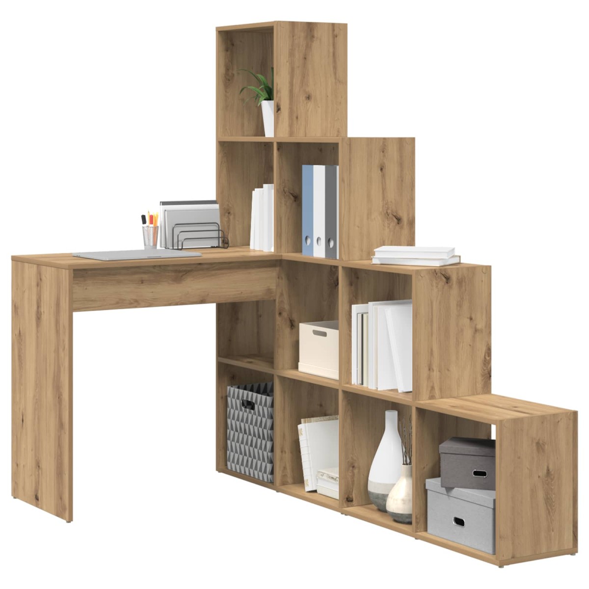 vidaXL Γωνιακό γραφείο με ράφι Artisan Oak 101,5 x 149,5 x 149,5 εκ.