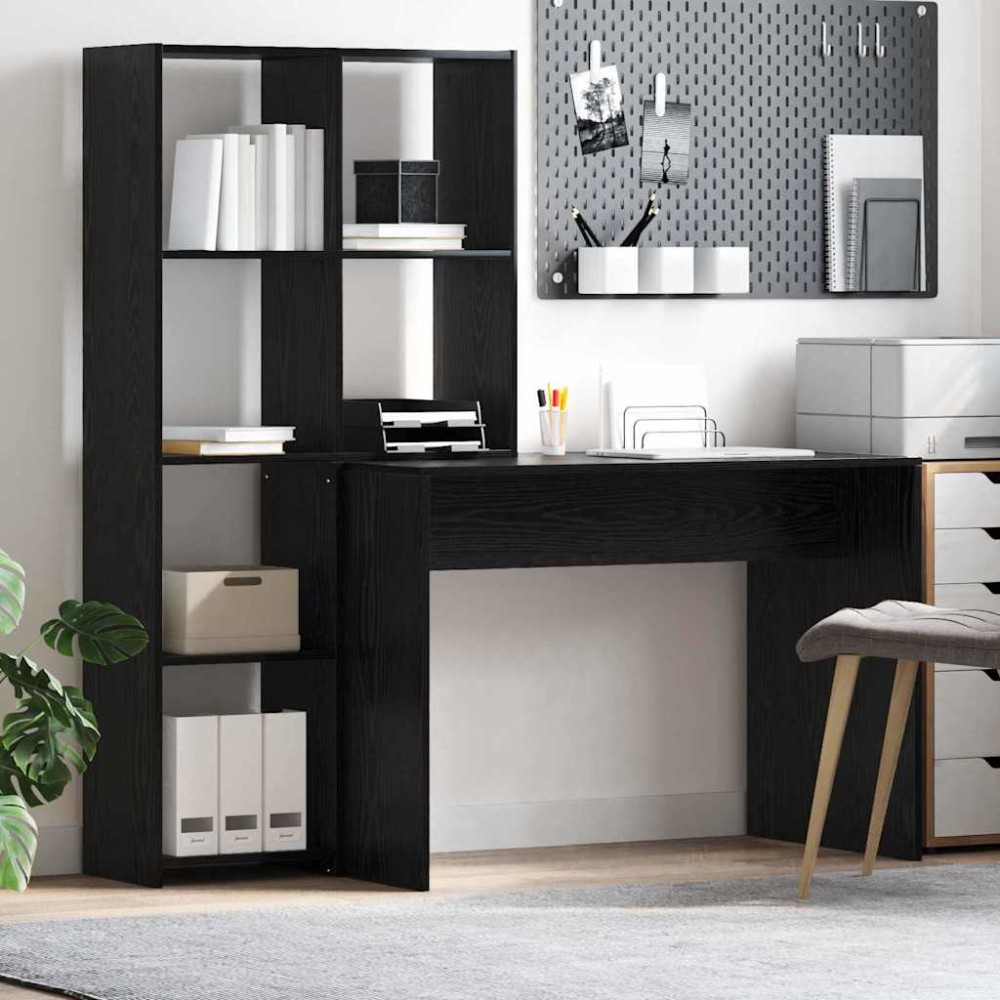 vidaXL Γραφείο Μαύρη Οξυά 138,5 x 55 x 143 εκ Επεξεργασμένο Ξύλο
