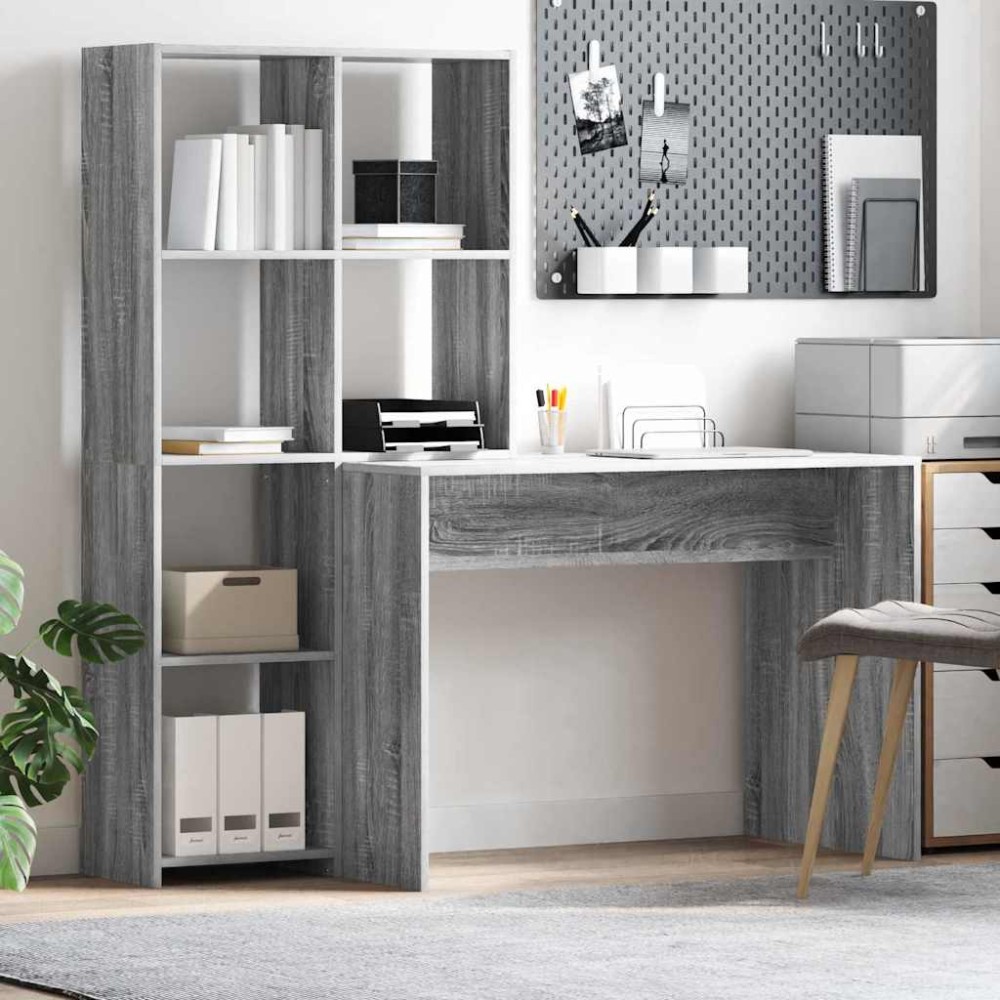 vidaXL Γραφείο Γκρίζο Σονομα 138,5 x 55 x 143 εκ Επεξεργασμένο Ξύλο