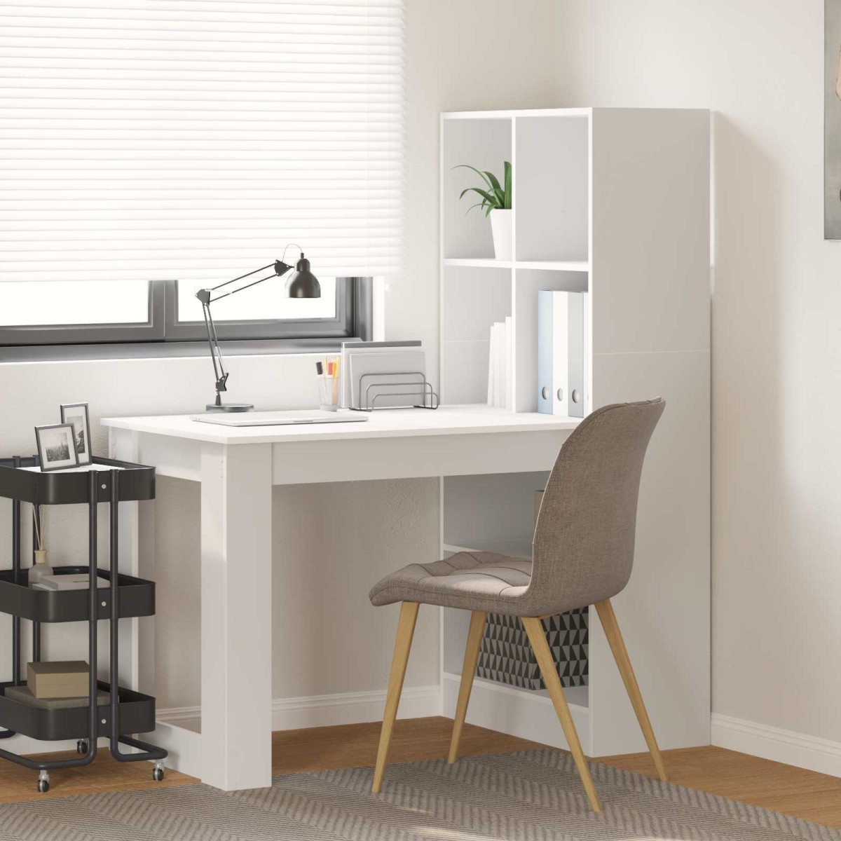 vidaXL Γραφείο Λευκό Επεξεργασμένο Ξύλο 122 x 67 x 145 εκ.