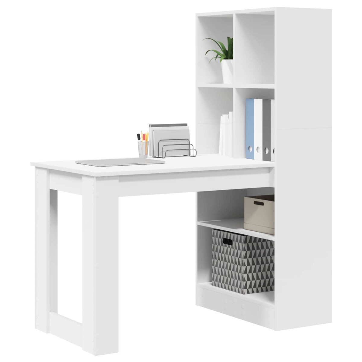 vidaXL Γραφείο Λευκό Επεξεργασμένο Ξύλο 122 x 67 x 145 εκ.