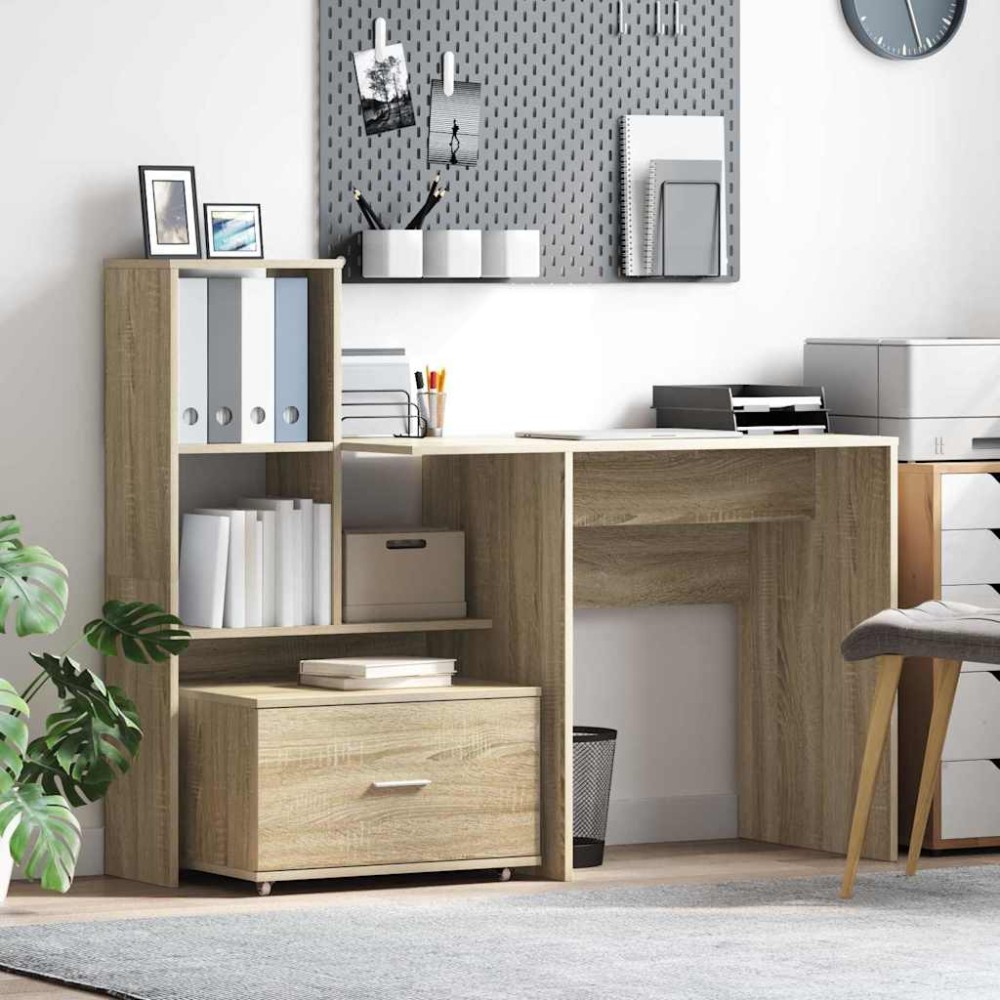 vidaXL Γραφείο Δρύς Sonoma Επεξεργασμένο Ξύλο 131,5 x 50 x 106,5 εκ.