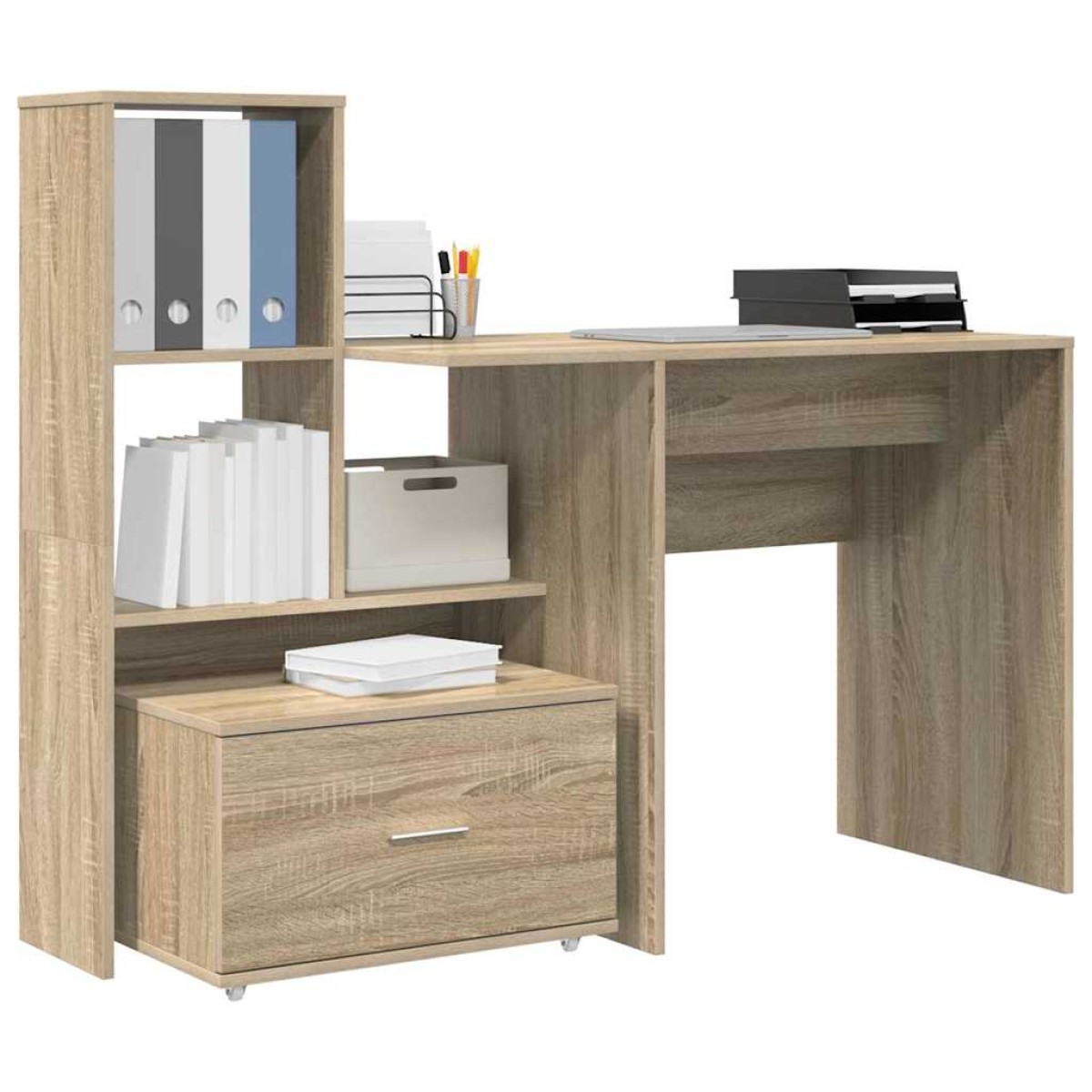 vidaXL Γραφείο Δρύς Sonoma Επεξεργασμένο Ξύλο 131,5 x 50 x 106,5 εκ.