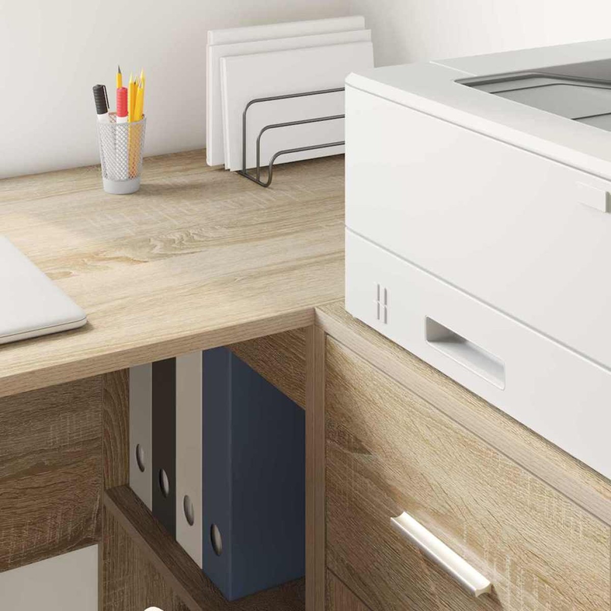 vidaXL Γωνιακό γραφείο με συρτάρι με ράφι Δρύς Sonoma 102 x 88 x 75 εκ