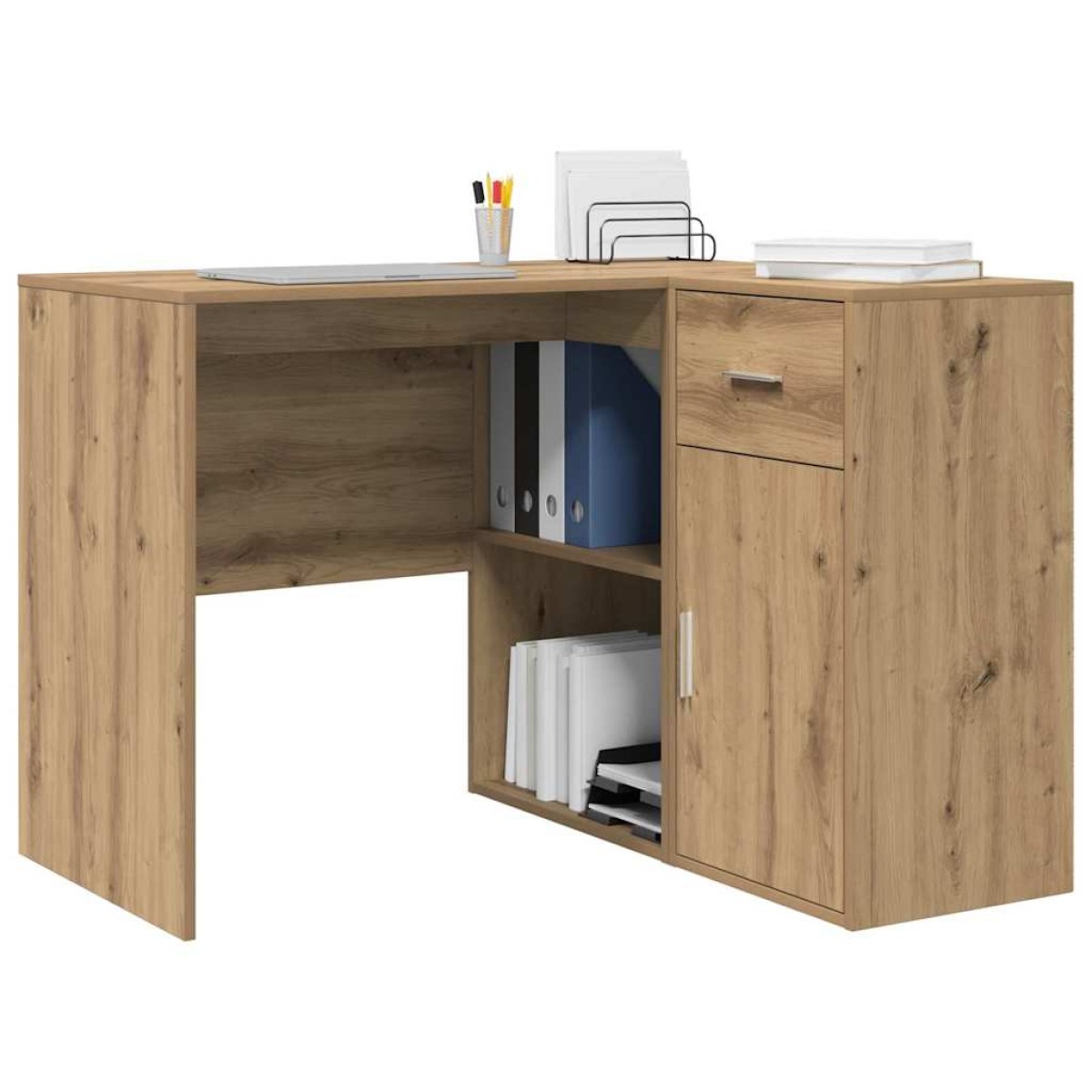 vidaXL Γωνιακό γραφείο με συρτάρι με ράφι Artisan Oak 102 x 88 x 75 εκ
