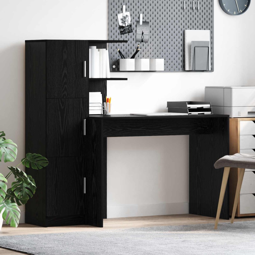 vidaXL Γραφείο Μαύρη Οξυά 133.5 x 50 x 124 εκ. 2 τμχ.