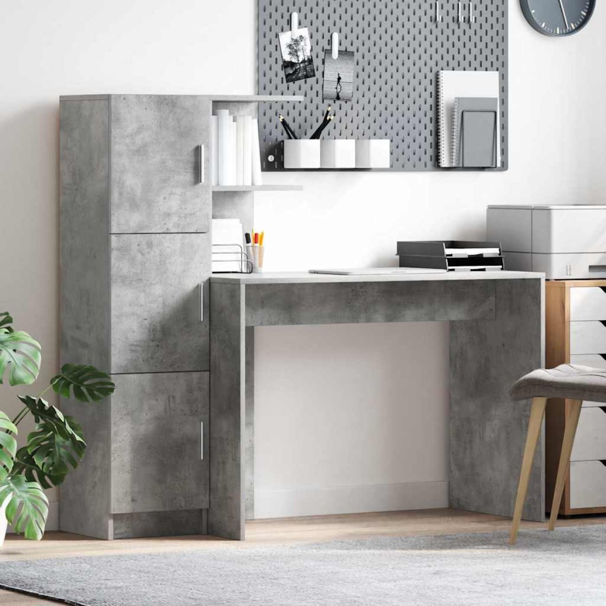 vidaXL Γραφείο Σκυρόδεμα Γκρι 133.5 x 50 x 124 εκ. 2 τμχ.