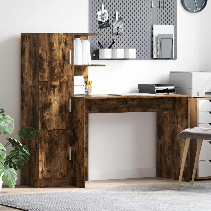vidaXL Γραφείο Καπνιστό Δρύς 133.5 x 50 x 124 εκ. 2 τμχ.