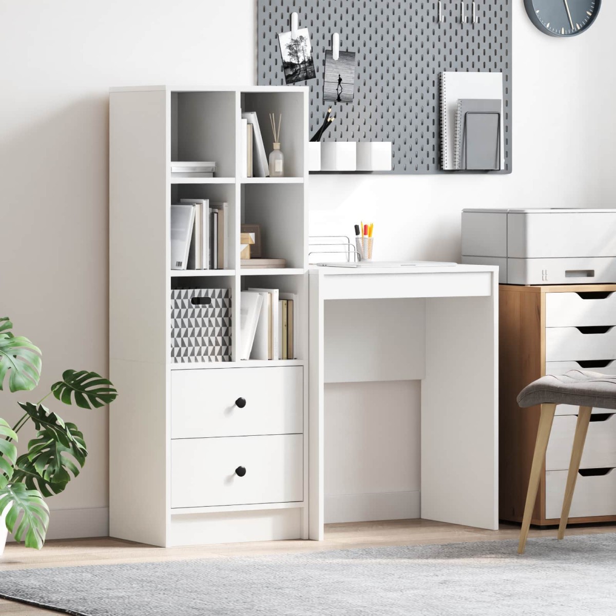 vidaXL Γραφείο Λευκό 105,5 x 34 x 127 εκ 2 τμχ.