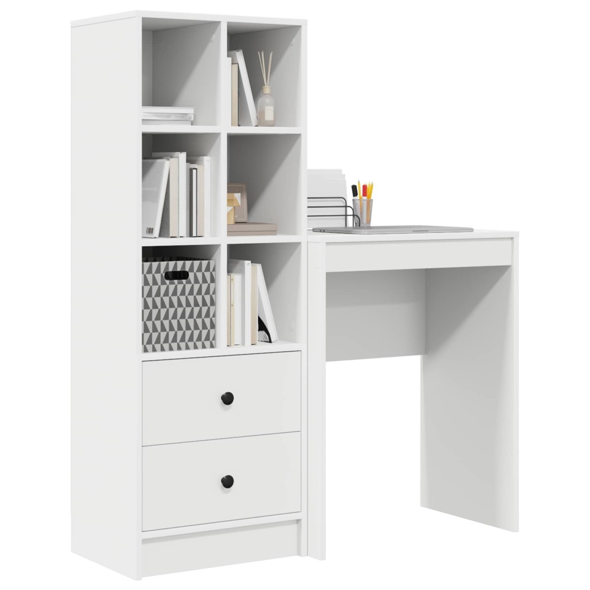 vidaXL Γραφείο Λευκό 105,5 x 34 x 127 εκ 2 τμχ.