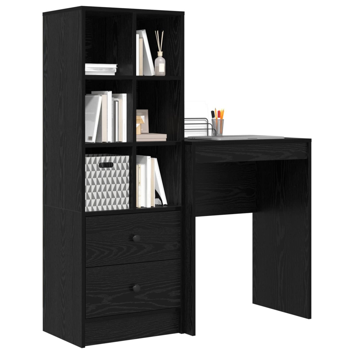 vidaXL Γραφείο Μαύρη Οξυά 105,5 x 34 x 127 εκ 2 τμχ.