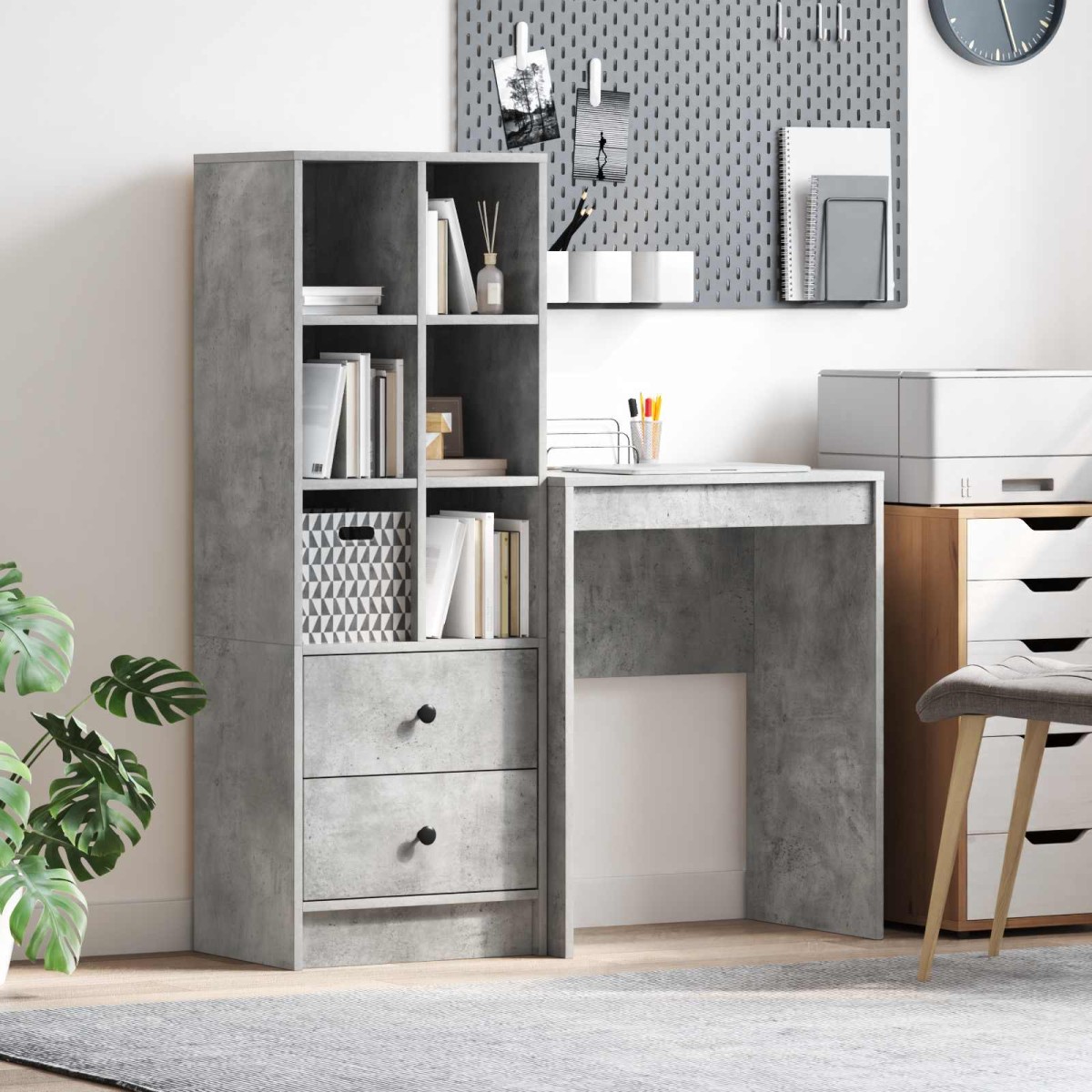 vidaXL Γραφείο Σκυρόδεμα Γκρι 105,5 x 34 x 127 εκ 2 τμχ.