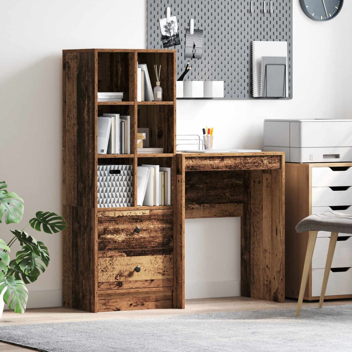vidaXL Γραφείο Παλιό ξύλο 105,5 x 34 x 127 εκ 2 τμχ.